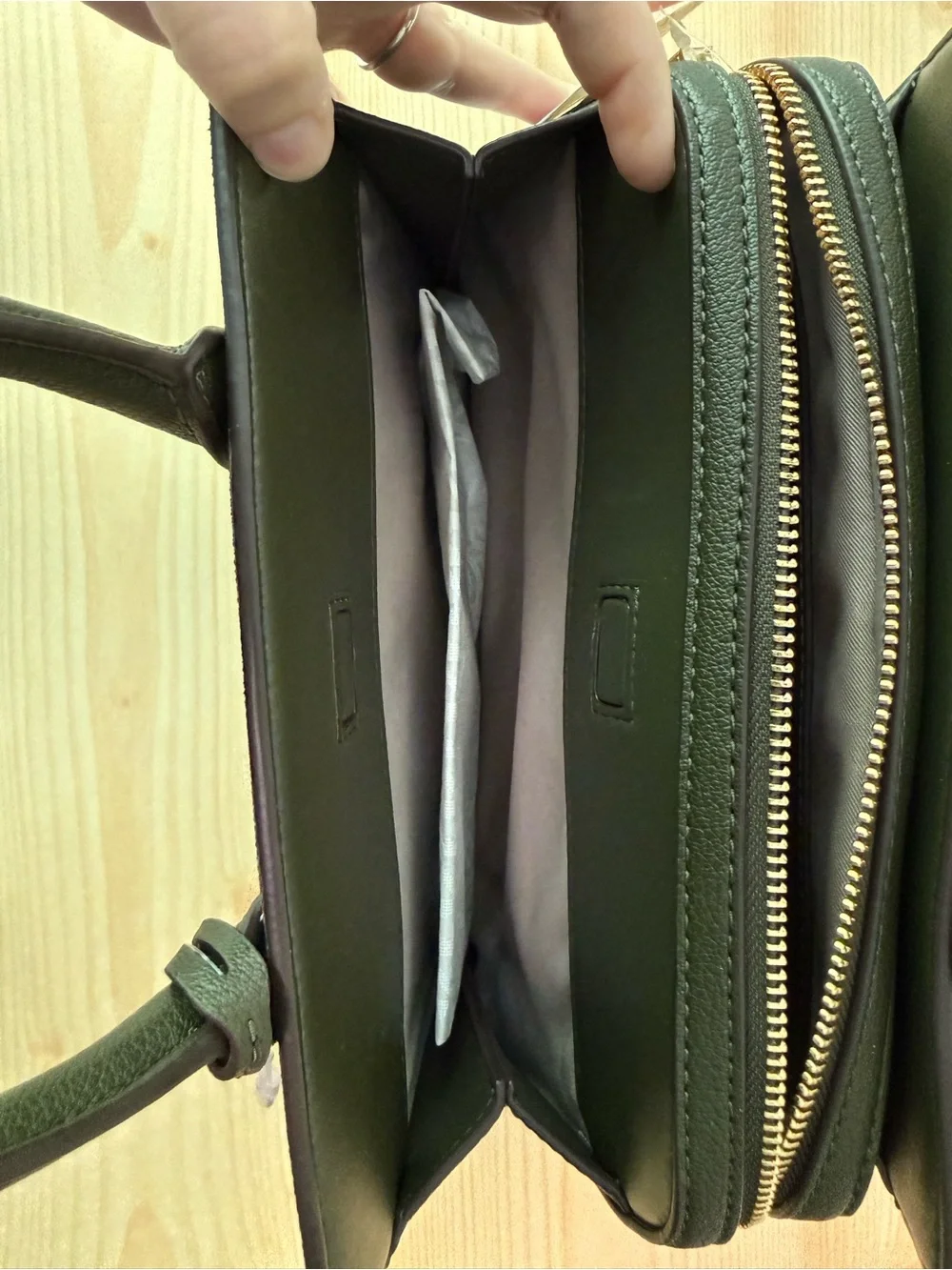 Michael Kors Dark Green Signature Satchel with Gold MK Charm